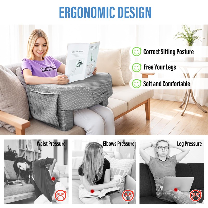 LEBENGURU Reading Pillow for Laptop, Extra Large Armrest Gaming Pillow