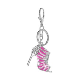 Lady Gift Rhinestone Stiletto High Heel Shoe Crystal Enamel Keychain Multicolor Enamel Keychain (pink)