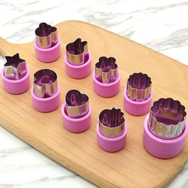 12PCS Stainless Steel Fruit Vegetable Mini Cookie Shape Cutter Set Kid Food Mold Cookie Pastry Stamps Mold Food Decorative Kids Baking and Food Supplement Tools