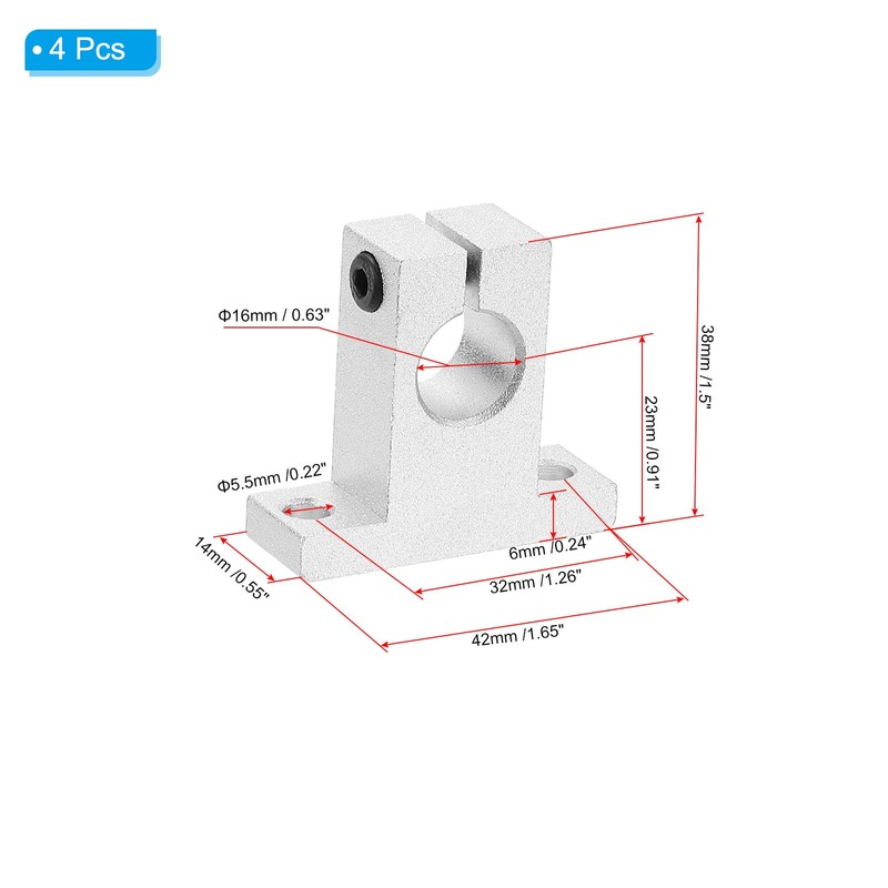 PATIKIL S K13 Aluminum Linear Motion Rod Rail Clamping Guide