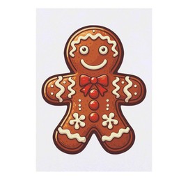 'Gingerbread Man With Bow Tie' Temporary Tattoo - Water Resistant, Skin-Safe, Non-Toxic Transfer (TO00077491)