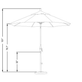 California Umbrella GSCU908117-F76 9' Round Aluminum Market, Crank Lift, Collar Tilt, Bronze Pole, Woven Sesame Olefin Patio Umbrella, 9-Foot
