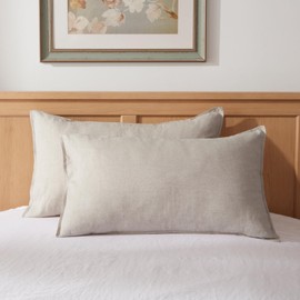 TOSMO 100% Linen Pillowcase Queen Size, Set of 2, Stone Washed Pillowcases Envelope Closure, Soft and Durable Pillow Cases, 20" X 30", Natural Linen