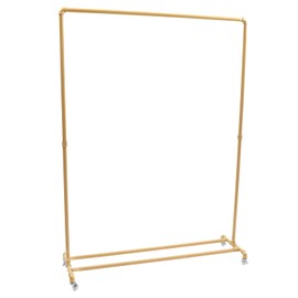 HAPPCUCOE Clothes Rack with Wheels,Heavy Duty Clothing Racks for Hanging Clothes,Rolling Garment Rack for Clothing Store Bedroom,Living Room, Laundry Room,Gold