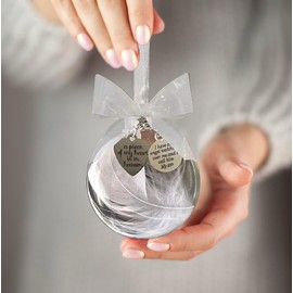 Memorial Ornaments Christmas Clear Feather Ball – 8cm/3.15'' 2023 Upgrade Larger Ball – A Piece of My Heart is in Heaven, Sympathy Gift for Loss of Loved One