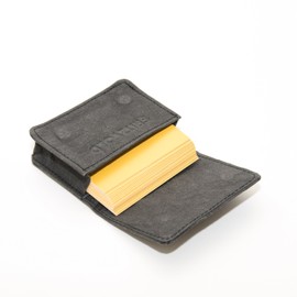 FRITZVOLD Business Card Case Made of Faux Leather Slim Business Card Case Sleeve with Practical Magnetic Closure in Black, Vintage-black, Minimal