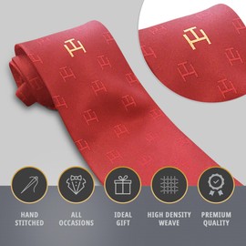 THE MASONIC COLLECTION - Royal Arch Chapter Polyester Woven Red Tie - with Triple Tau Symbols - Better Knot and Hang - A Useful Gift Accessory for Freemason Men
