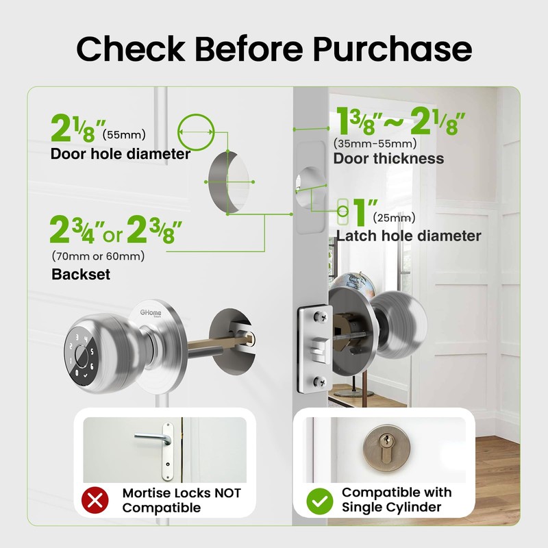 GHome Smart Fingerprint Door Lock, 4 in 1 Smart Fingerprint