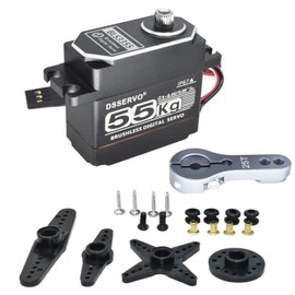 HOOYIJ 55KG Brushless Servo, BLS3355 High Torque IP67 Waterproof Steering Digital RC Servo for 1/8 1/10 RC Car Crawler Truck Buggy Boat Plane Robot 270 Degree (All Metal Shell)