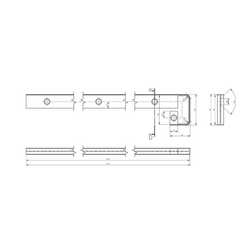 IHC 38 mm End Strip, Angle Strip, Workplace Connection Strip,