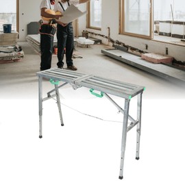 Adjustable Folding Work, Ladder, Folding Work, Aluminium Scaffolding Dry Wall Step Ladder Bench, Maximum Load Capacity 200Kg, Adjustable Height 60 to 90Cm