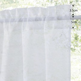 PONY DANCE Short Curtains, White Transparent Panel Curtains, Kitchen Voile Bistro Curtain, Set of 2, Transparent Curtains with Rod Pull for Small Windows, W 60 x H 120 cm, White