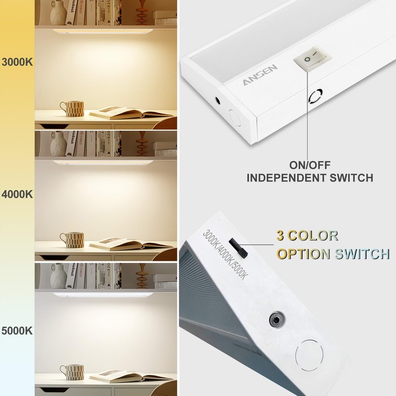 Ansen Hardwired Under Cabinet Lighting, 18IN 15W 998.4LM LED Light