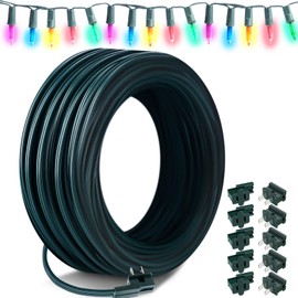 Kanayu 250 ft SPT-1 Christmas Green Wire 18/2 Low Voltage Landscape Electrical 18AWG Blank Wire for Christmas Lights with 10 Vampire Zip Plugs Primer Cord for Landscape Lighting Lamp Decor