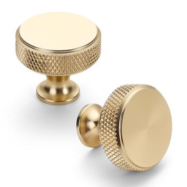 Asidrama 10 Pack Gold Knurled Cabinet Knobs for Dresser Kitchen Brushed Gold Cabinet Pulls Drawer Hardware for Cabinets