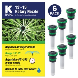 K Rain 80°-360° Adjustable Rotary Nozzle 13'-15', 6 Pack
