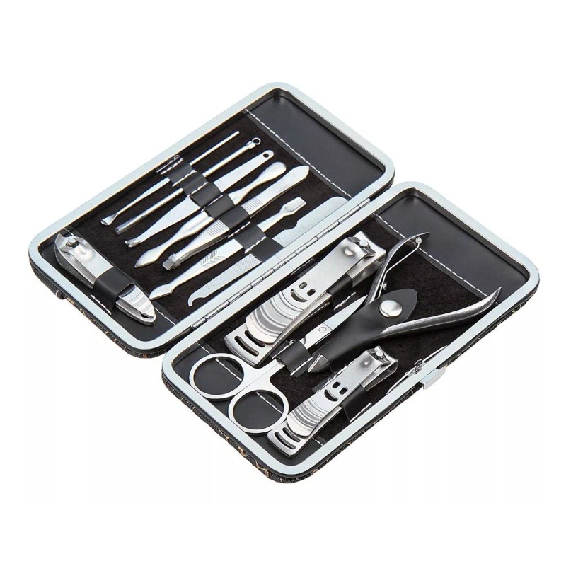 Vematic Set Manicure Pedicure 12 Piezas Acero Inoxidable Con Estuche