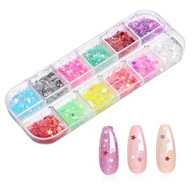 Tofficu Valentine's Day Nail Glitter Pack 12 Vibrant Colors Perfect for Crafts Manicures