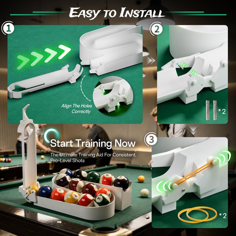 GenxQian 3D Printed Billiard Training Tool, Non-Slip Base Billiards Training
