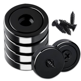 Strong Neodymium Magnets, Super Strong, 1.0 inch (25 mm) Diameter, Includes Holes and Screws, Waterproof, Rustproof, Warehouse, Office, Outdoor, Kitchen, Industrial Wall Mounting, Multi-Purpose, Round