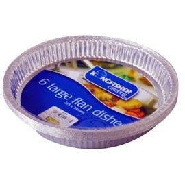 Kingfisher Foil Flan Dishes, Silver, Large, Pack of 6