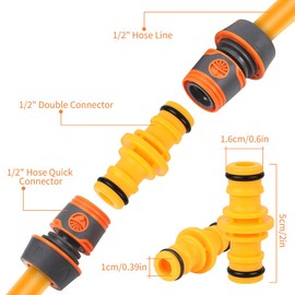 flintronic 10PCS Double Male Hose Connectors, 1/2" double male Hose-End Connector, Plastic hose end Connector Extender, for Join Garden Hoses Pipe Tube and garden Irrigation System (Yellow)
