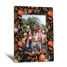 WTOGQ Vintage Autumn Fall Picture Frame, Farmhouse Rustic Pumpkins Maple Leaf Photo Frame 4X6, Thanksgiving Gifts, Botanical Autumn Leaves Wooden Photo Picture Frames for Desk Tabletop Decor