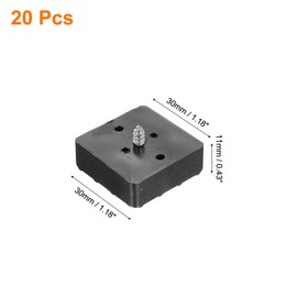 sourcing map 20 Pcs 1.18x0.43 Inch Square Rubber Furniture Feet with Screws, Washer, Non-Slip Furniture Floor Pads for Chair Table Sofa Couch Legs, Black