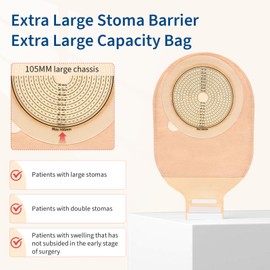 DERAYMI 20pcs One-Piece Colostomy Bag Ostomy Supplies,15-109mm Cuttable Oversized Chassis Drainable Pouche with Hook and Loop Closure