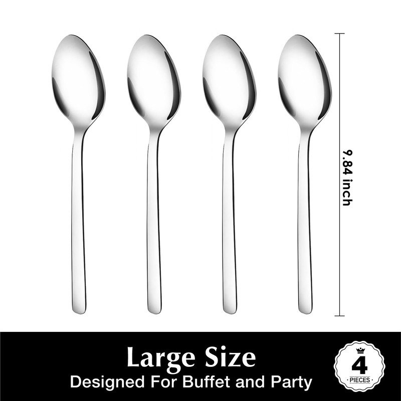 KINGSTONE Large Hostess Serving Utensils 4 Piece Set, 18/10 Stainless