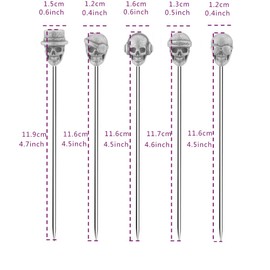 BAMI-LEE House 5 Piece Cocktail Picks Stainless Steel Skull Tops Martini Picks Reusable Olive Picks (Antique Silver)