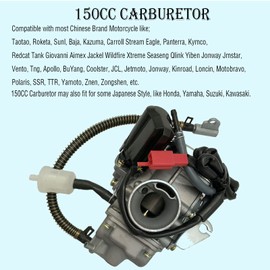 150cc Carburetor for GY6 4 Stroke Engines Electric Choke Motorcycle Scooter 152QMJ 157QMI with Intake Manifold