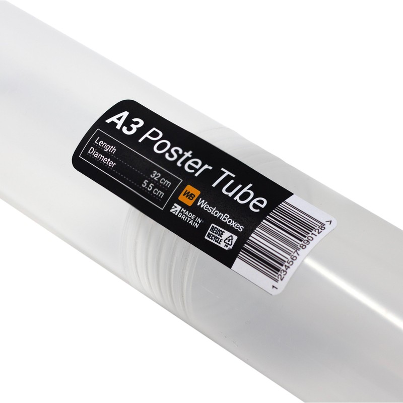 WestonBoxes Storage Tube for Posters, Prints, Drawings & Artwork, Clear