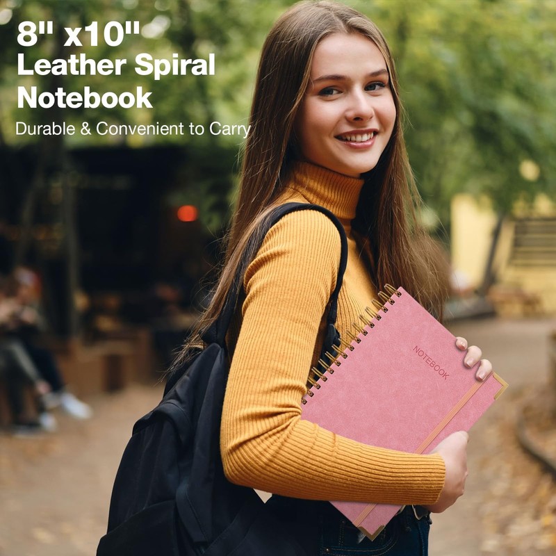 College Ruled Notebook, Spiral Notebook, Leather Hardcover Notebook Journal for