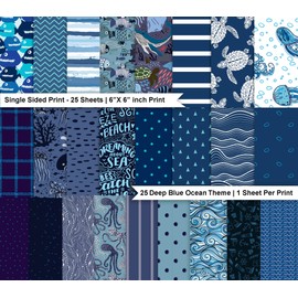 Inkdotpot 25 Sheets Deep Blue Theme Scrapbook Paper Pad 6x6, Single-Sided Scrapbook Paper- Colorful Cardstock Paper Scrapbooking DIY Decorative Background Cardmaking Supplies- Journal Craft Paper