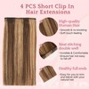 SEGO 4 Pcs Clip in Short Hair Extensions Real Human