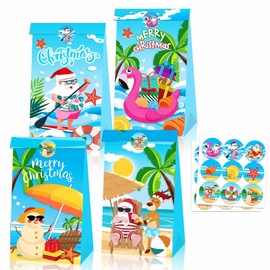YVAINE 12Pcs Summer Christmas July Gift Bags Hawaiian Christmas Candy Treat Bag for Tropical Luau Party Supplies