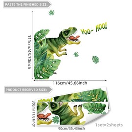Mirabuy Yoo Hoo Dinosaur Wall Decals Tropical Large Dino Jungle Dinosaur Wall Stickers for Nursery Boys Bedroom Playroom