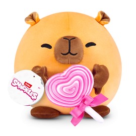 Snackles 8-inch Plush Valentine's Edition by ZURU, Cuddly Squishy Comfort Plush with Valentine's Snack Accessory (Capybara & Lollipop)