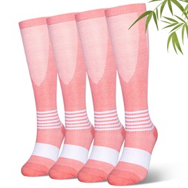 Bbfrey Bamboo Viscose Compression Socks for Women&Men(2/4 Pairs),Soft&Moisture Wicking,Knee High Support for Travel,Pregnancy,Walking,15-20 mmHg