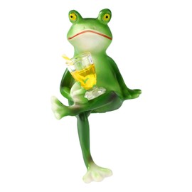 Funny Drinking Frog Planter Decor, Miniature Resin Climbing Frog Figurines Flower Hugger Outdoor Statue Cute Animal Figure Pot Ornament Gifts for Yard Lawn Garden Balcony Patio Fish Tank Decoration