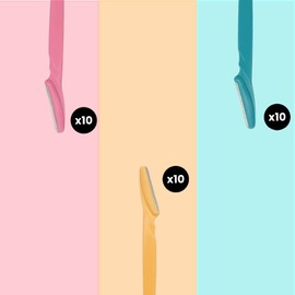 YUESUO Eyebrow Razor, 30pcs Face Razor for Women and men, Portable Facial Hair Remover and Shaver with Protective Cover, 3-color safe and accurate facial beauty tools (Style A)