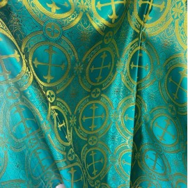 Jacquard Tiffany Cross Metallic Brocade church Fabric By the Yard 56” wide