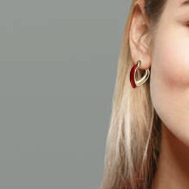 Sonateomber Red Heart Chunky Huggie Thick Hoop Earrings for Women – Trendy Hinged Leverback Minimalist Statement Valentines Jewelry Gift