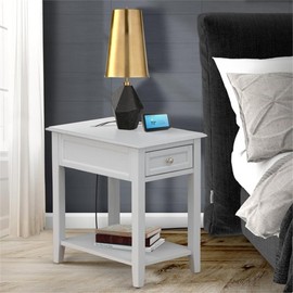 East West Furniture DE-14-ET Denison Modern End Table - Rectangle Nightstand with a Drawer for Bedroom, 24x19 Inch, Urban Gray