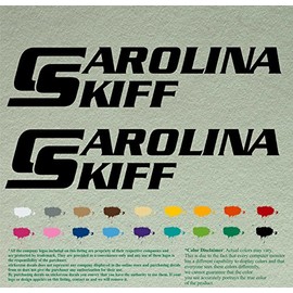Pair of Carolina Skiff Boats Compatible Replacement Decals Vinyl Stickers Outboard Motor Set of 2 (18", Black 070)