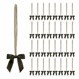 Meseey 30pcs 8 Inch Gold Stretch Elastic Loops with Pre-Tied Double Face Satin Gold Edge Ribbon Bows for Gift Wrapping,Baby Showers, Weddings, Christmas Boxes (Olive Green, 8 Inch)