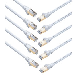 JAVEX 6A RJ45 [blindado doble, 10GB] cable Ethernet, color negro/blanco, longitud-5/7/10/25/50/100 pies, Redondo 1FTx10 (W), 30.5 cm