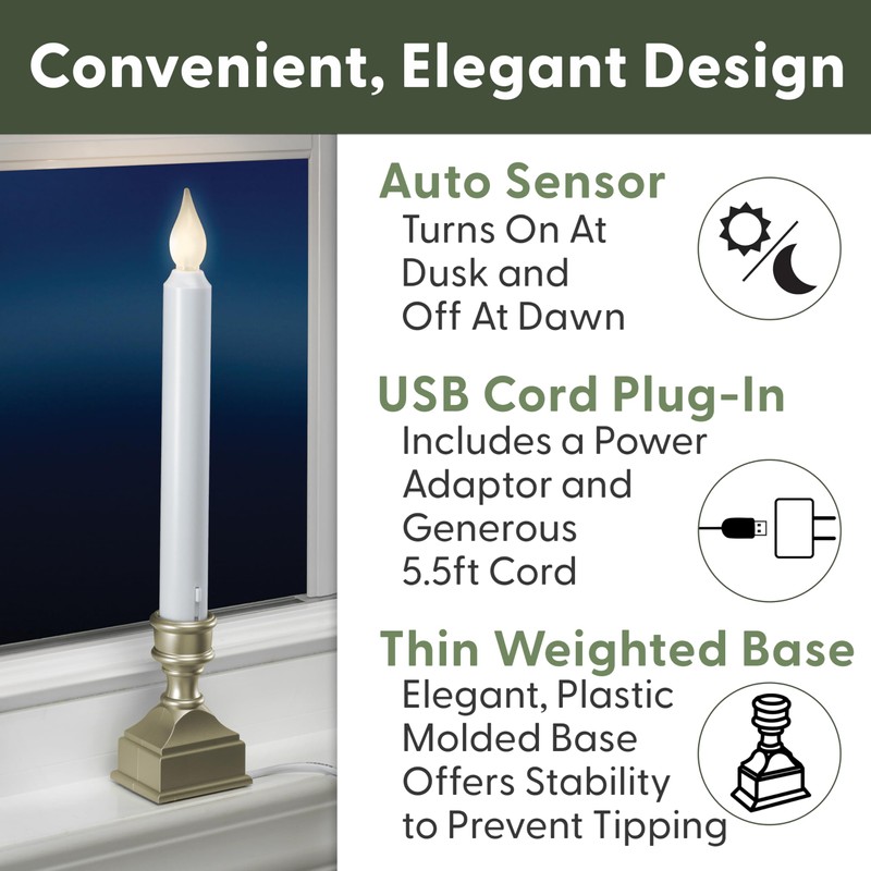612 Vermont LED Electric Window Candles with Bright Hot Spot,