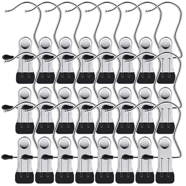 ZDZBLX 24PCS Laundry Hanging Hook Stainless Steel Hanging Clips Boot